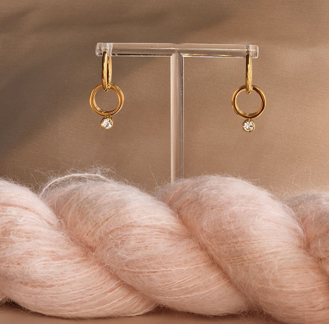 My Pearl - Stitch Marker Earrings - CHARMS - Clear - Gold - SILFA ehf - Garntopia