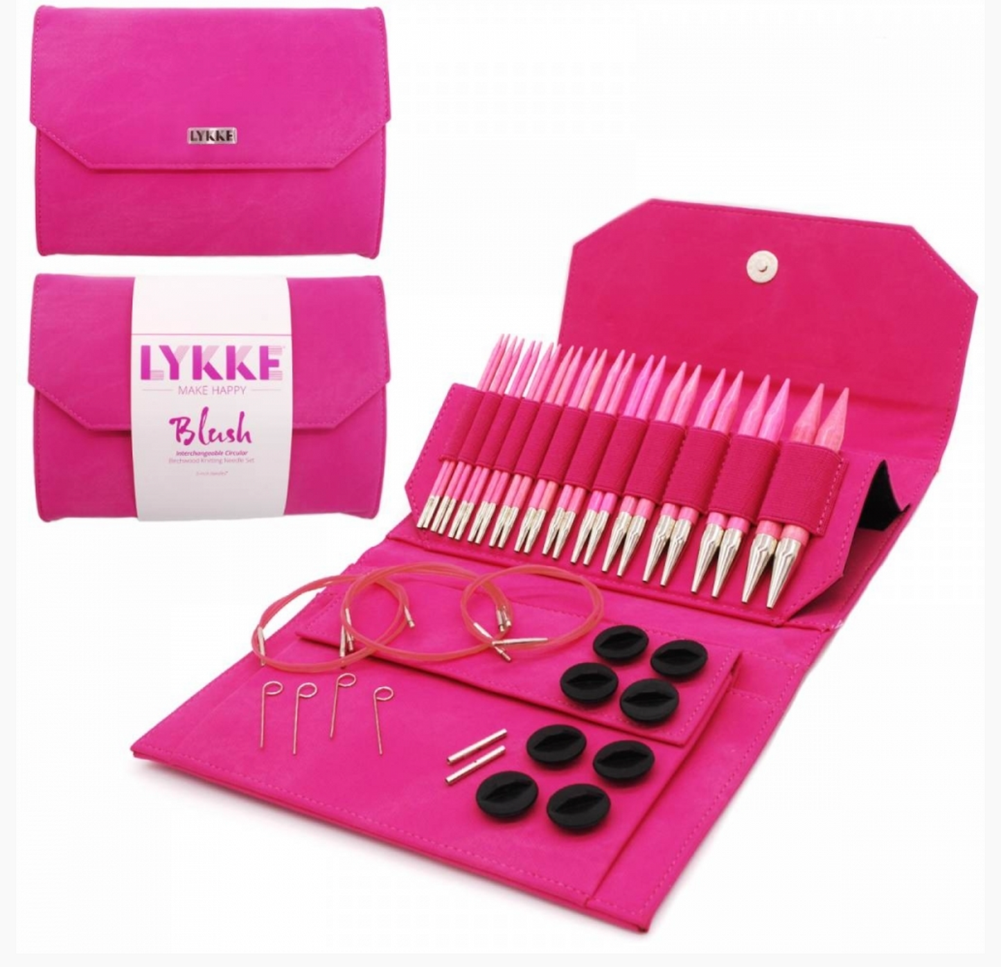 BLUSH RUNDPINNESETT 12.5 cm /5’’, LANG - Denim Fuchsia - Lykke - Garntopia