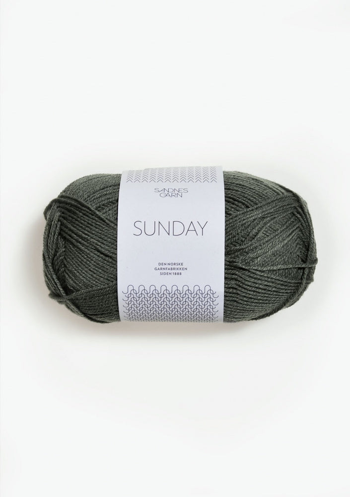 9071 Støvet Olivengrønn -	Sunday - Sandnes garn - Garntopia