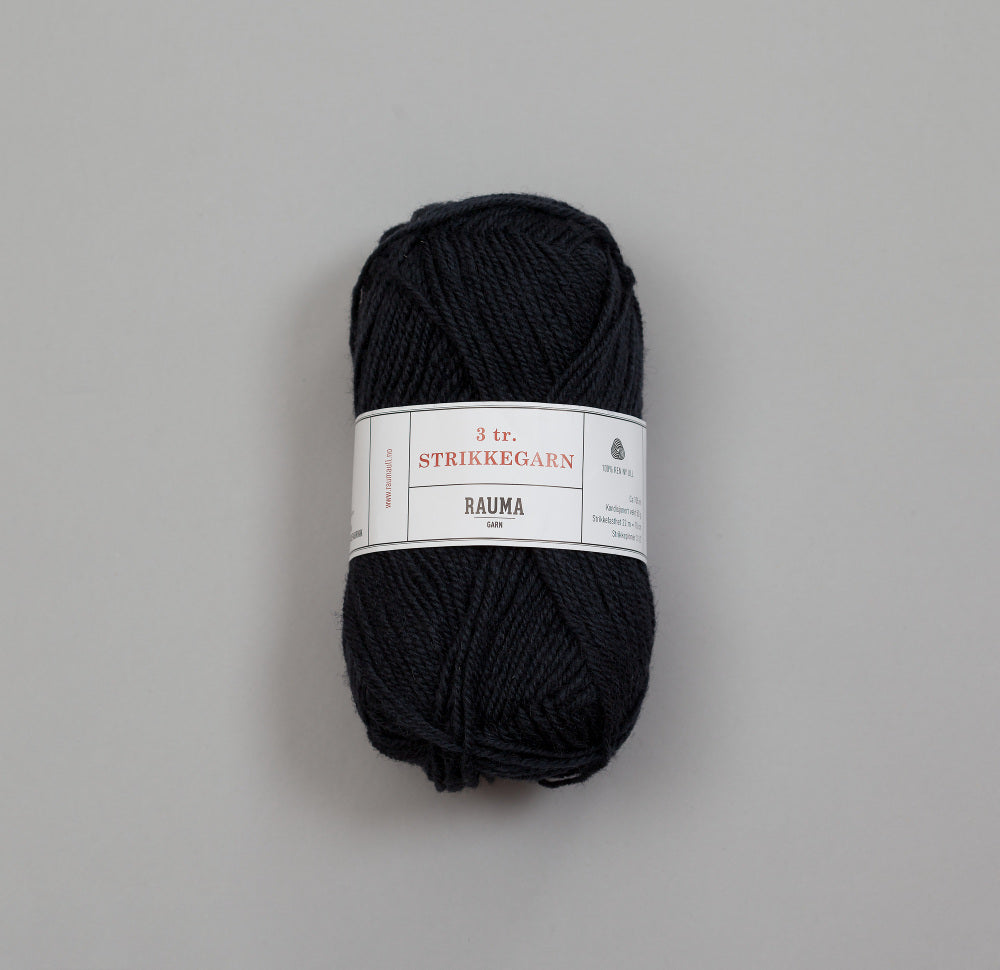 1387 Mørk blågrå -	3-tr Strikkegarn