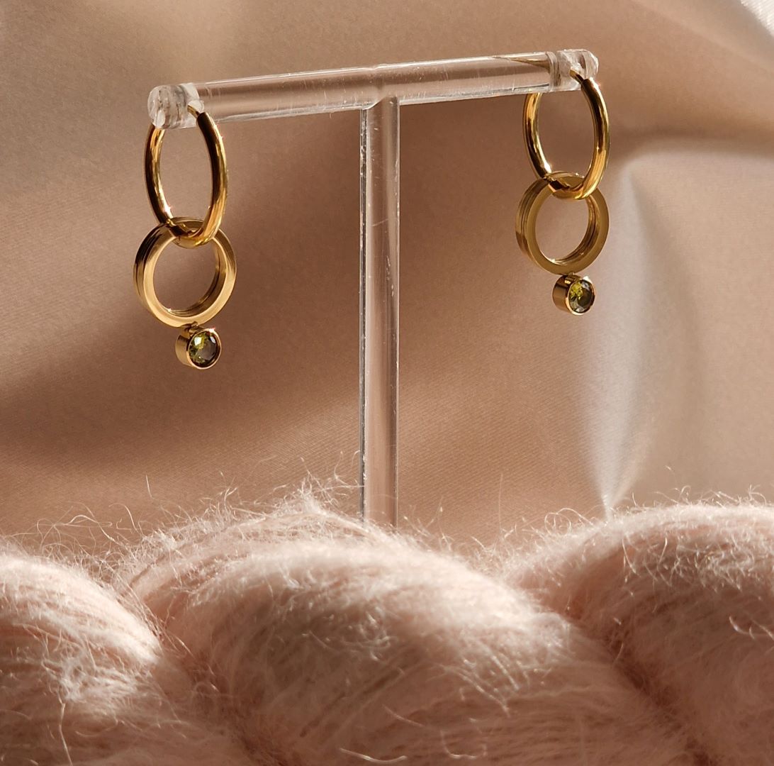 My Pearl - Stitch Marker Earrings - CHARMS - Green - Gold - SILFA ehf - Garntopia