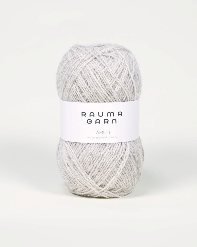 L12 Lys Grå Melert -	Lamullgarn - Rauma Garn - Garntopia