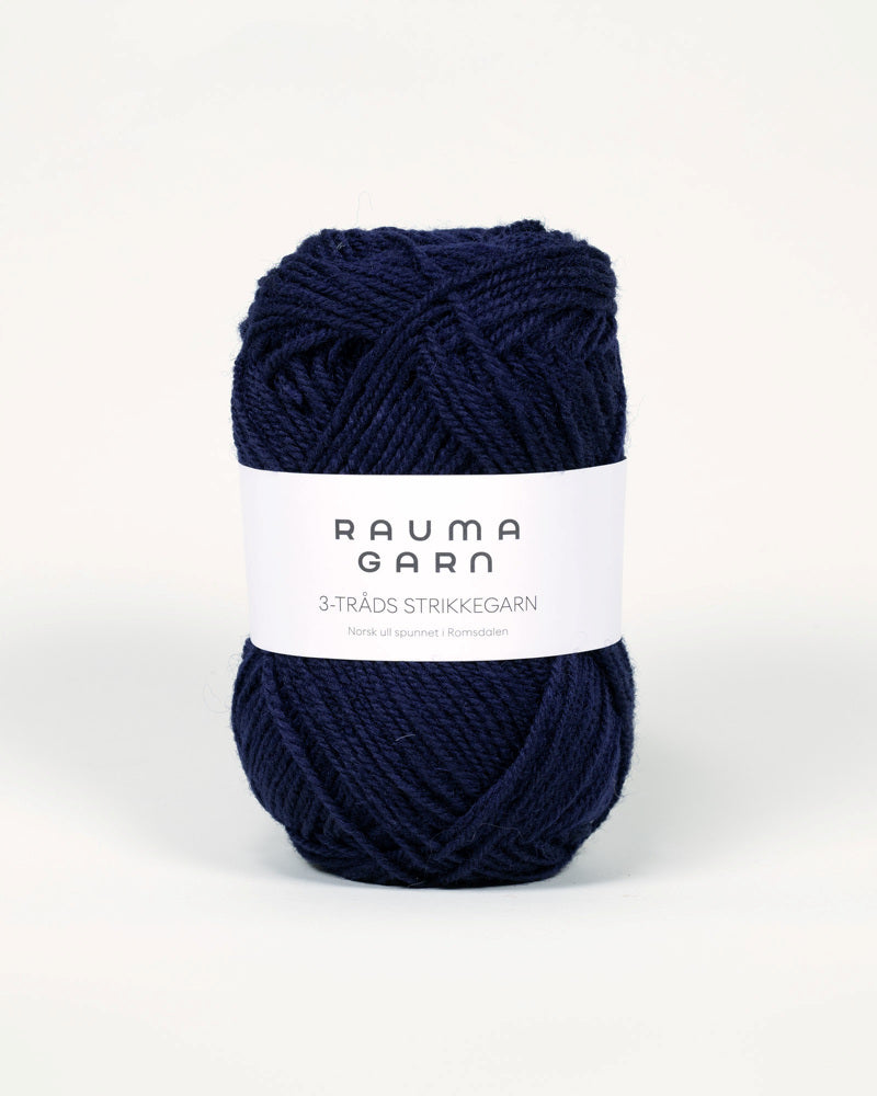 159 Marineblå -	3-tr Strikkegarn - Rauma Garn - Garntopia