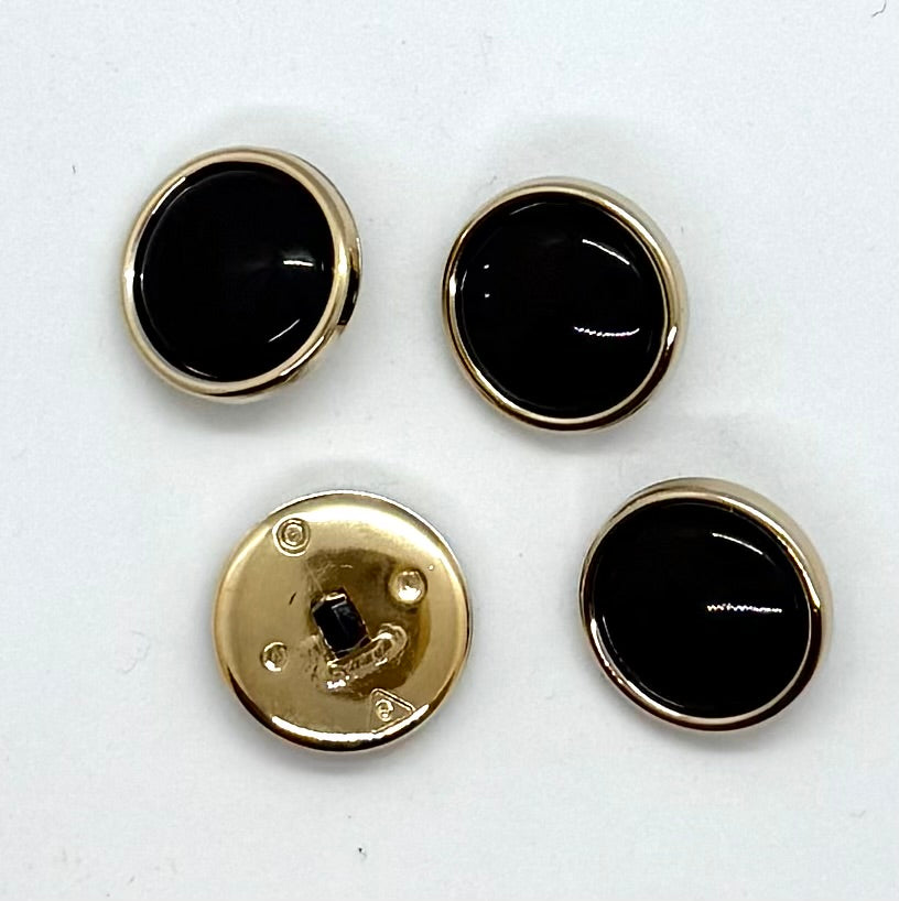 Nylonknapp, marineblå med gullkant - Blank - 22 mm - NEWOLD COMPANY - Garntopia