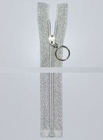 Glidelås 55 cm - delbar -  Lurex sølv