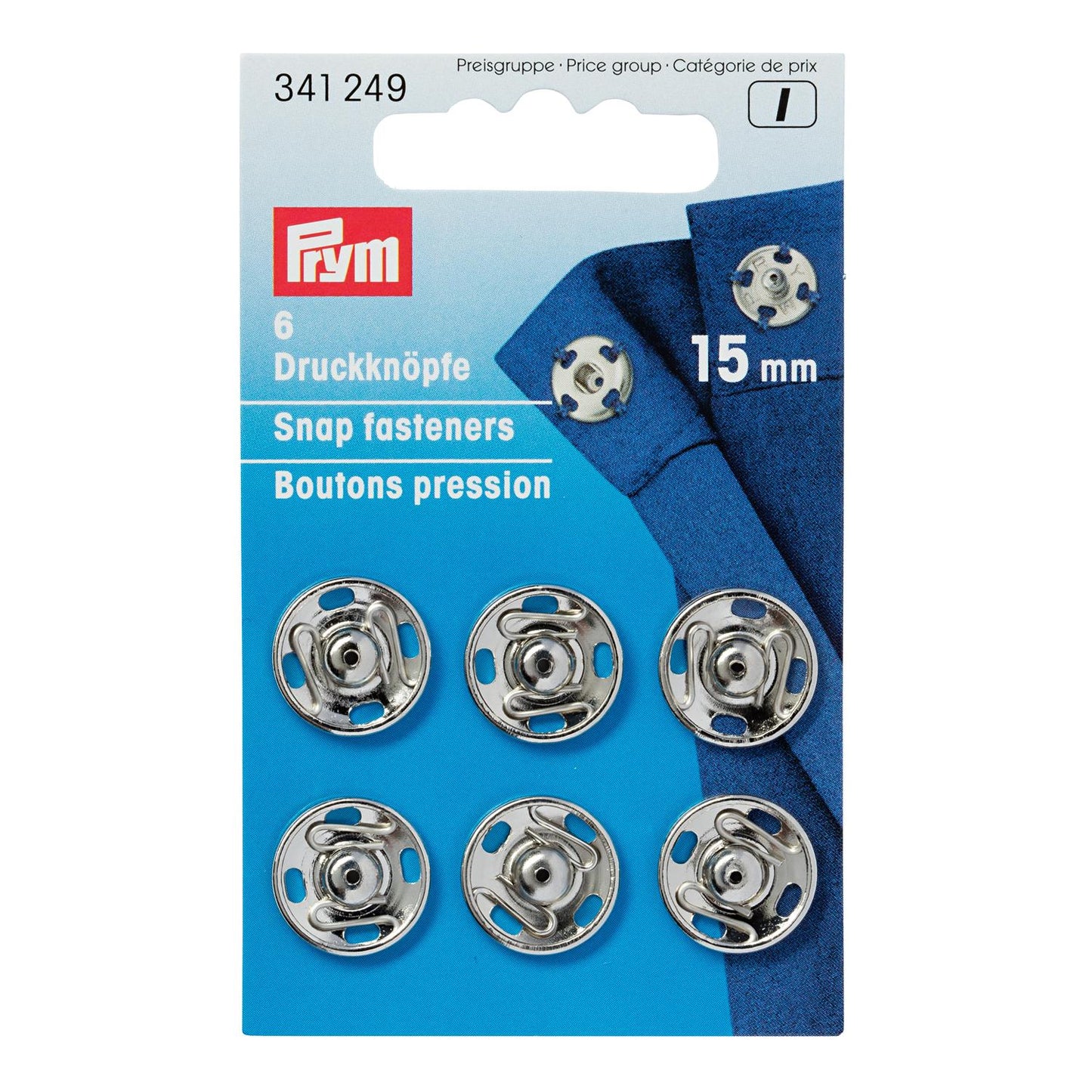 Trykknapper Sølv 15 mm, 6 pk - Prym - Garntopia