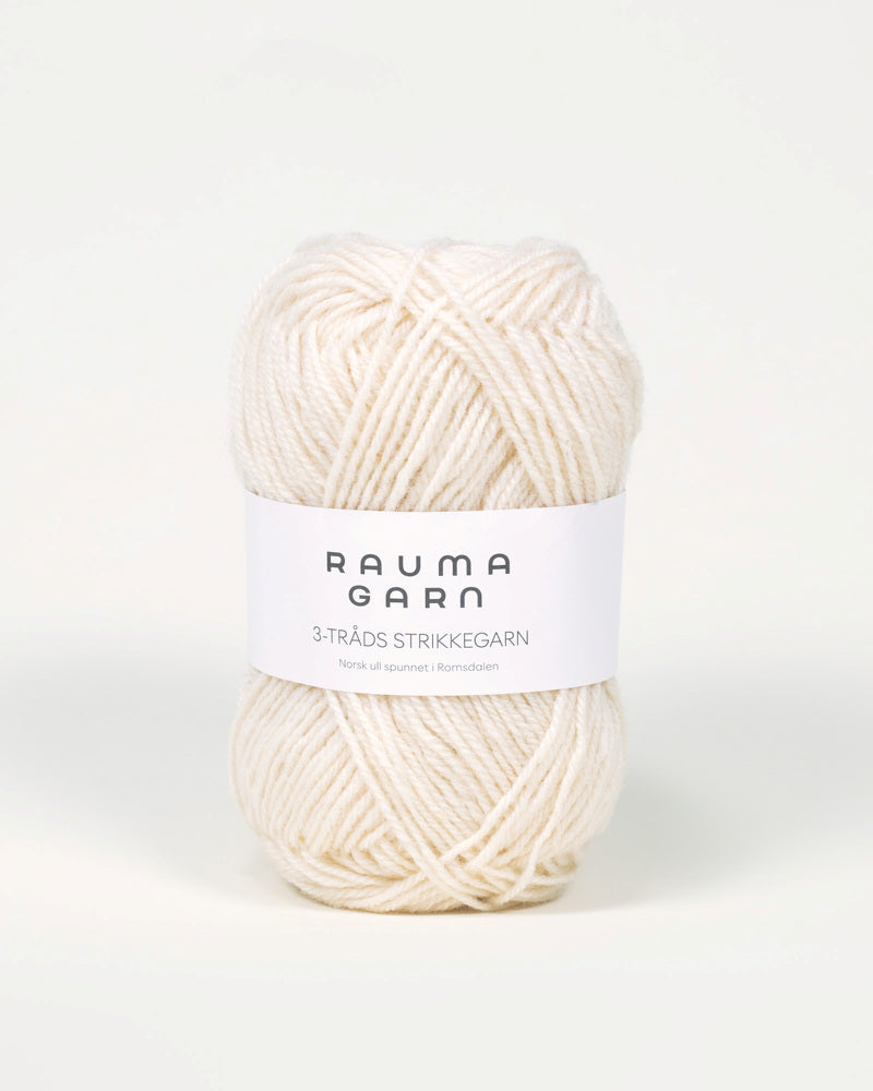 101 Natur -	3-tr Strikkegarn - Rauma Garn - Garntopia