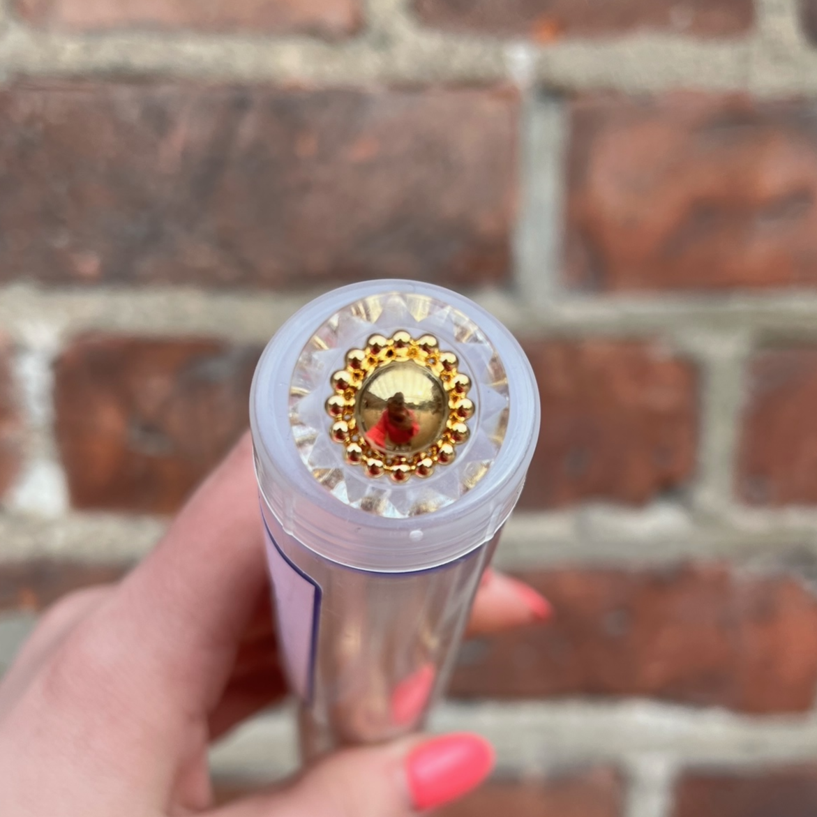 Plastknapp med gull  - Transparent - 21 mm - Villy Jensen - Garntopia