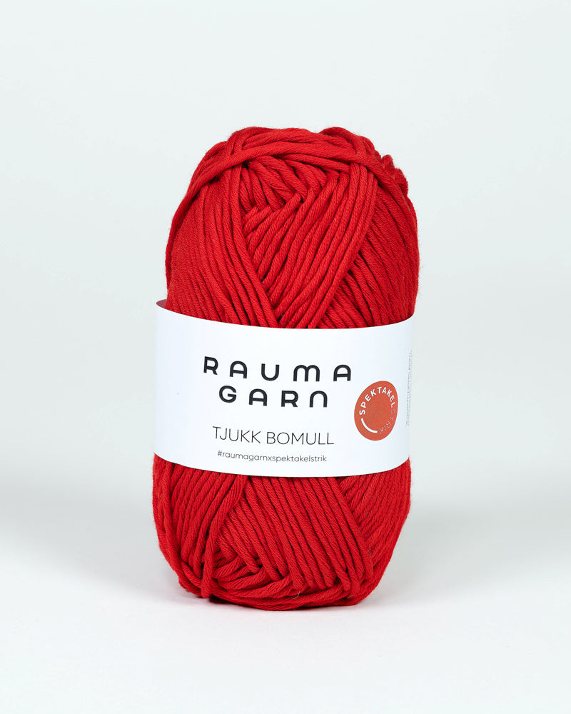 314 Rød  - Tjukk Bomull - Rauma Garn - Garntopia