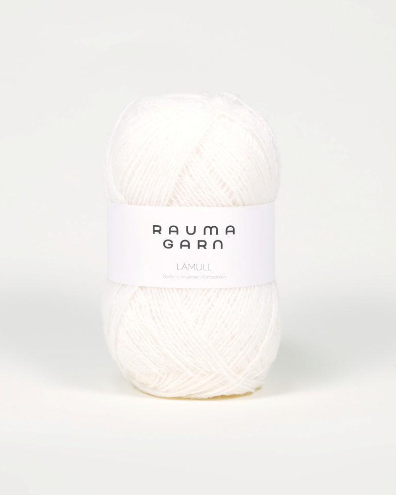 L10 Hvit -	Lamullgarn - Rauma Garn - Garntopia
