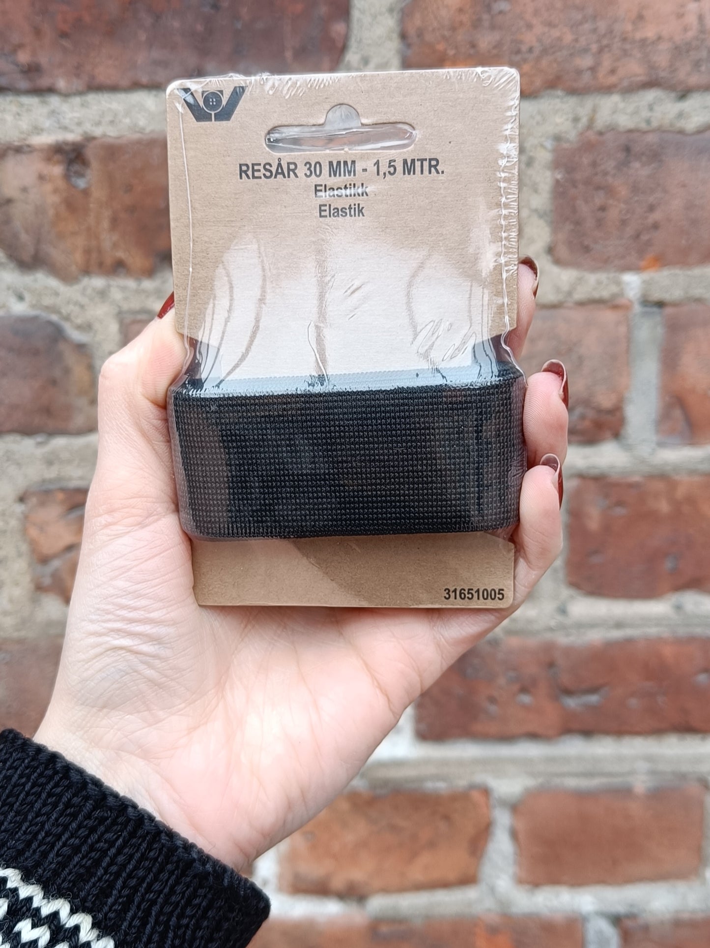 Elastikk 30 mm - Sort - Ukjent - Garntopia