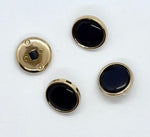 Nylon button, navy blue with gold edge - Blank - 18 mm