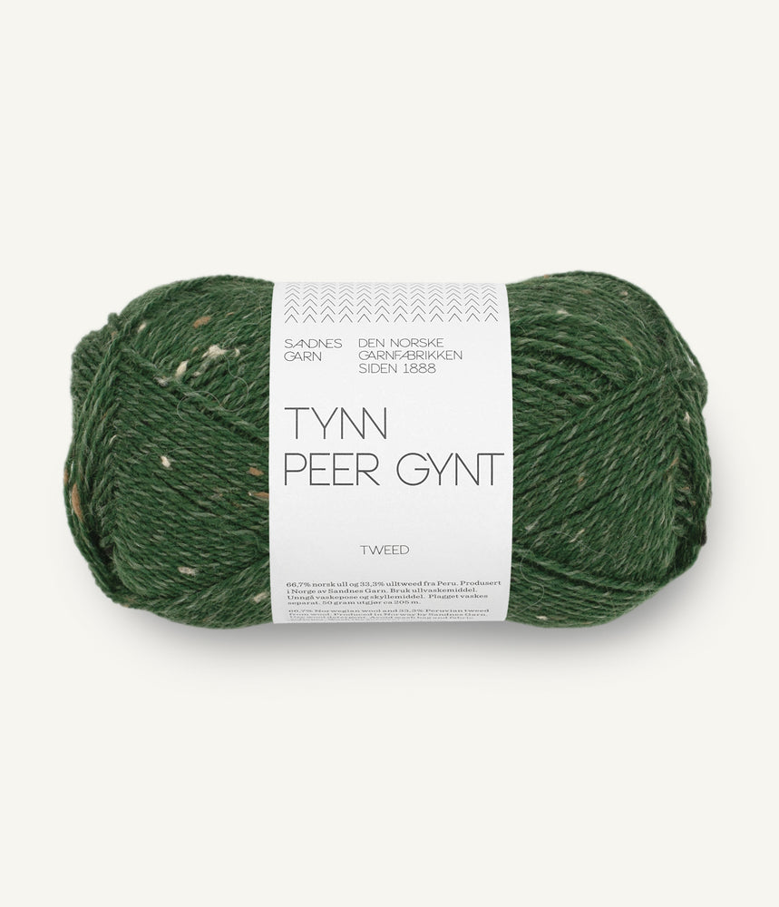 8085 Skoggrønn m/ Natur Tweed - Tynn Peer Gynt