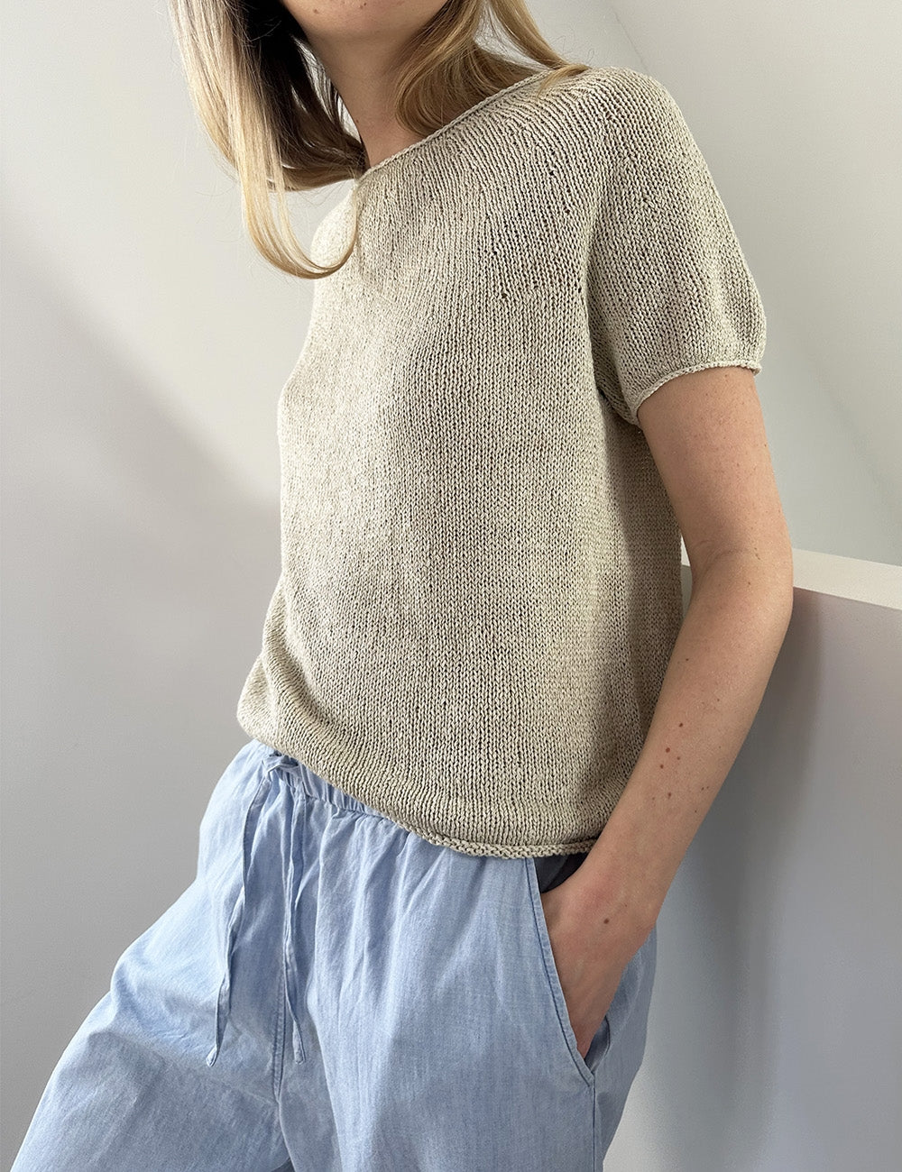 Le Knit - Plain Yoke Tee 22 - Papir - Lene Holme Samsøe - Garntopia