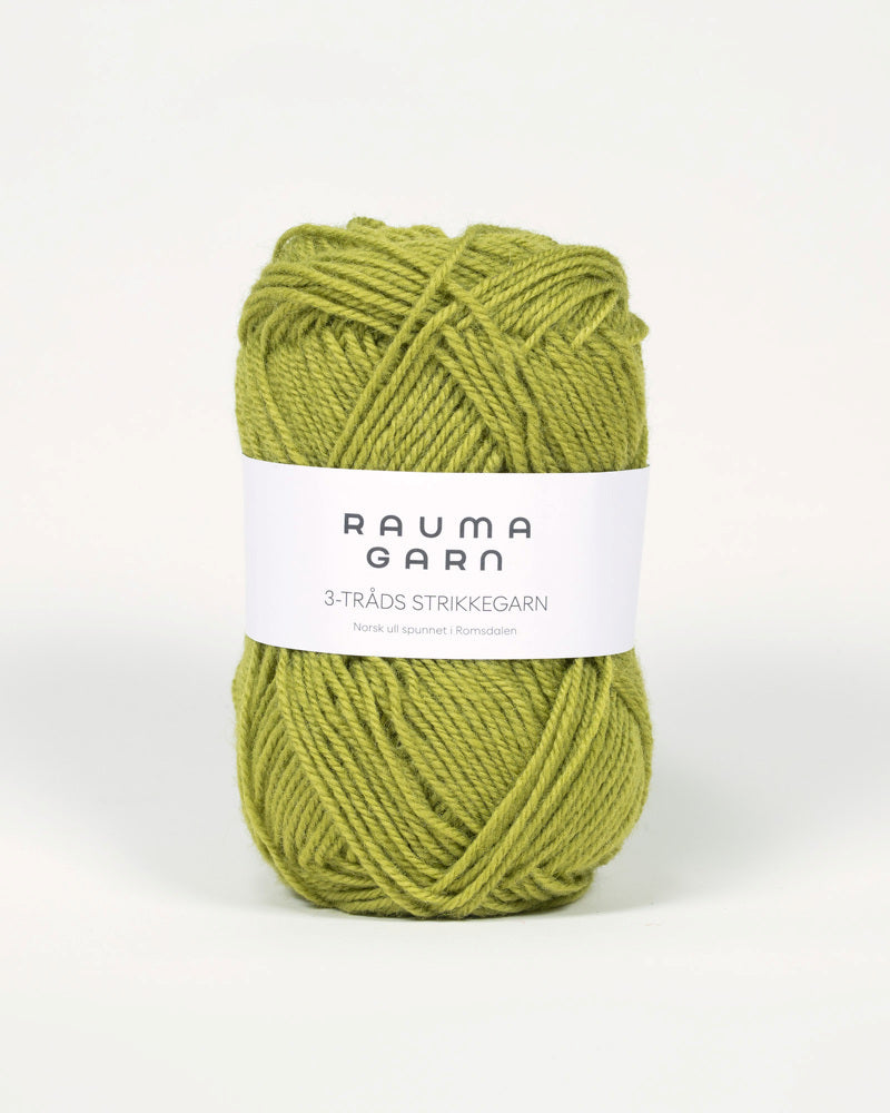 198 Eplegrønn -	3-tr Strikkegarn - Rauma Garn - Garntopia
