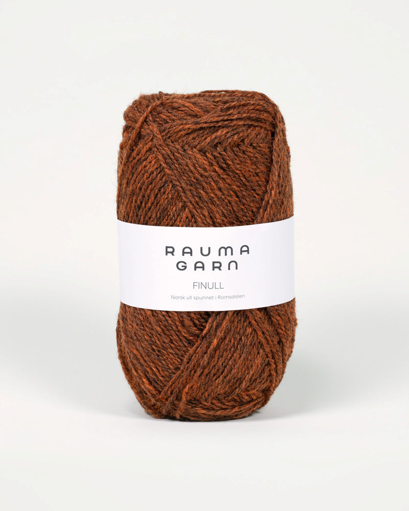 4121 Mørk oransje mørkmelert -	Finull Pt2 - Rauma Garn - Garntopia