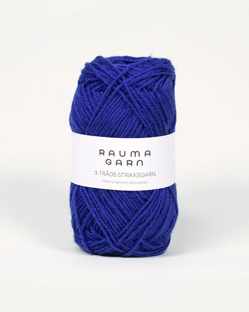 143 Mørk Jeansblå -	3-tr Strikkegarn - Rauma Garn - Garntopia