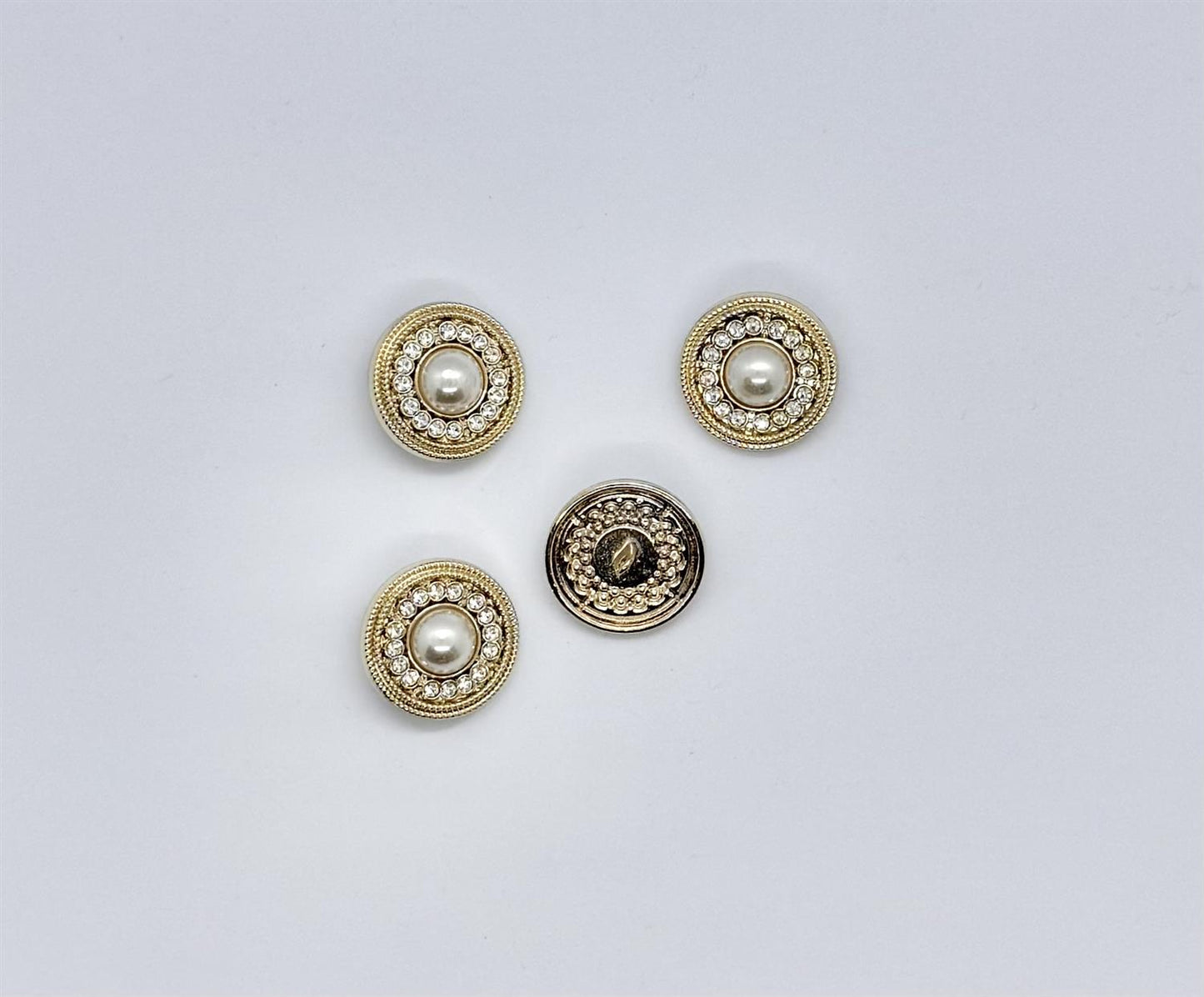 Blingknapp med perle, gull - 25 mm - NEWOLD COMPANY - Garntopia