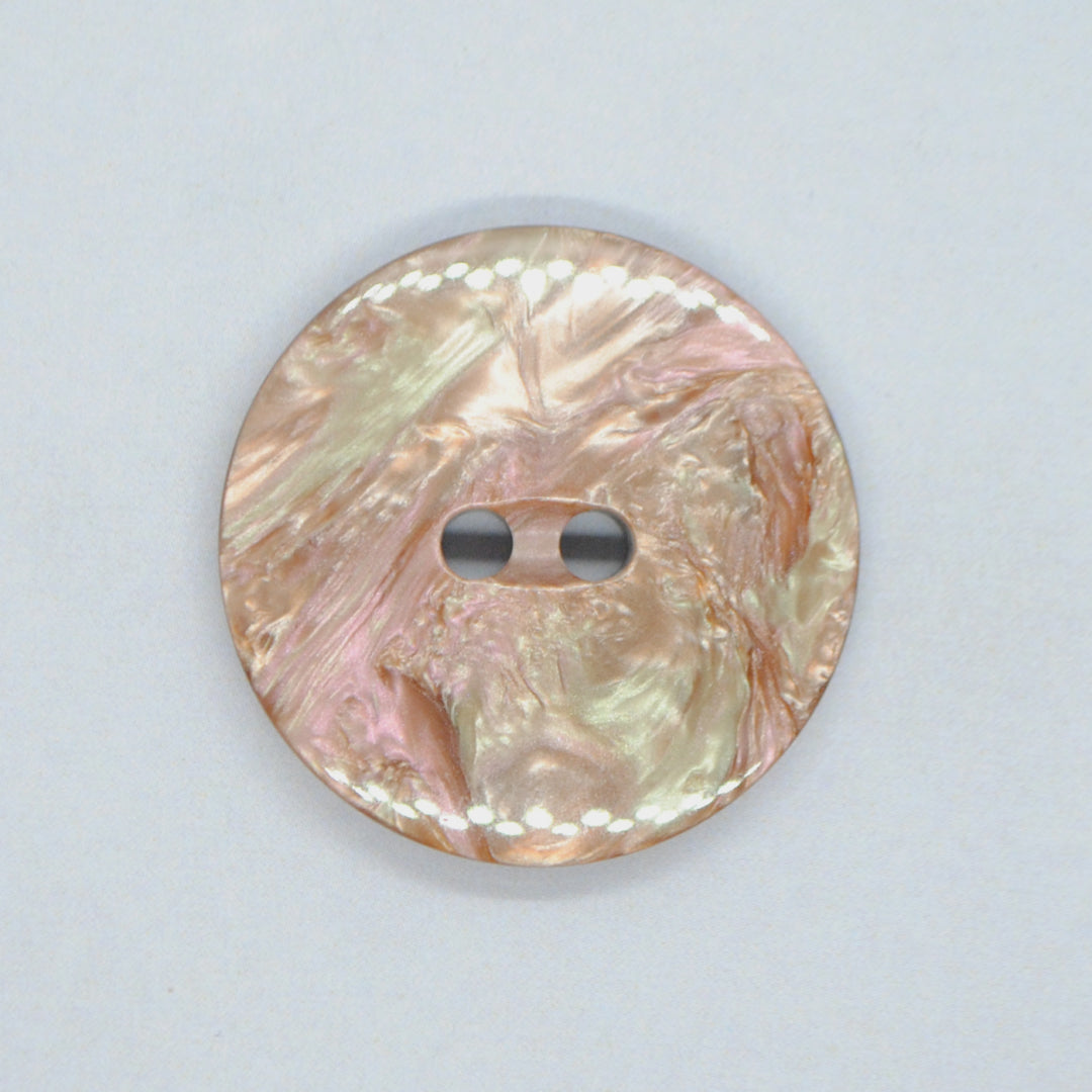 Plastknapp Perlemor Look - Gylden - 33,5 mm - Villy Jensen - Garntopia