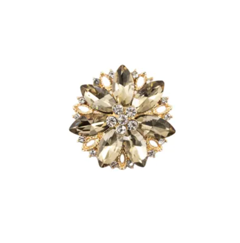 Knapp, metall/diamanter, gull - 24 mm - KN599 - Kort & Godt - Garntopia