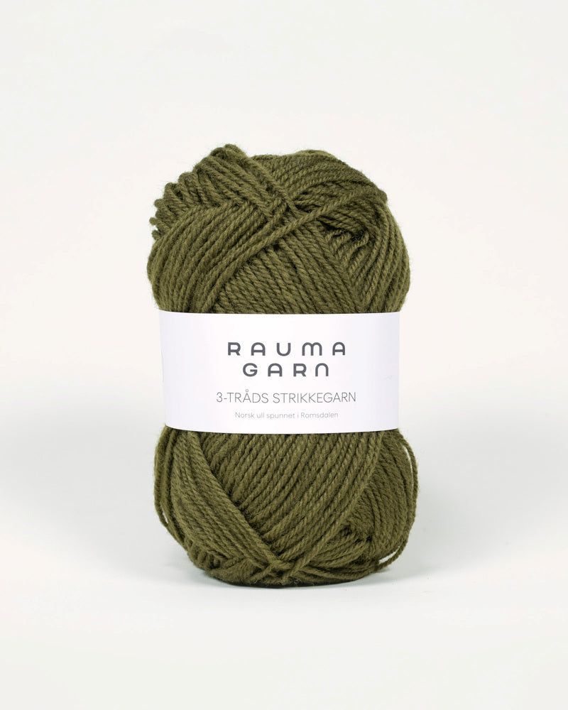 761 Mosegrønn -	3-tr Strikkegarn - Rauma Garn - Garntopia