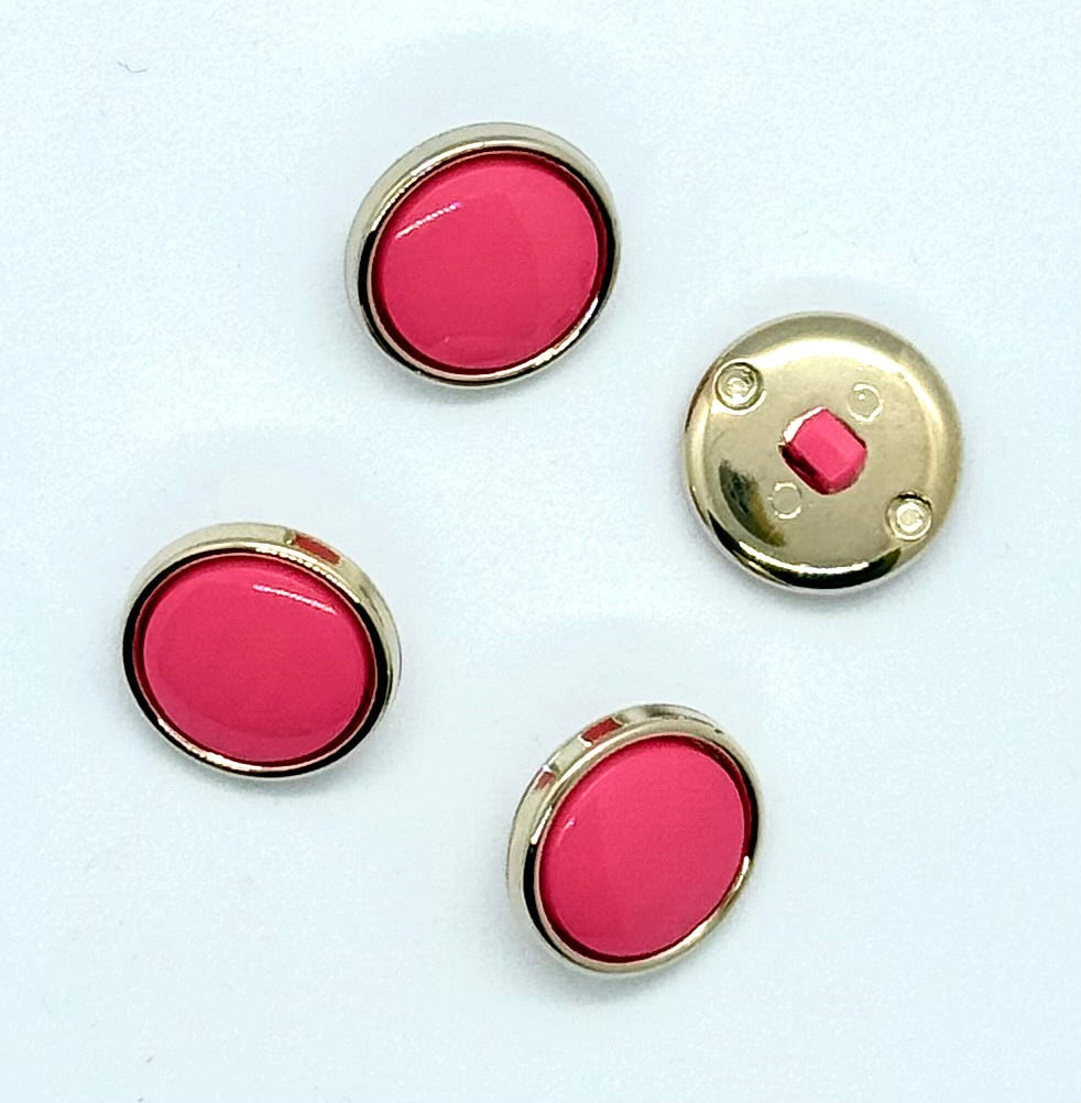 Nylonknapp, rosa med gullkant - Blank - 18 mm - NEWOLD COMPANY - Garntopia