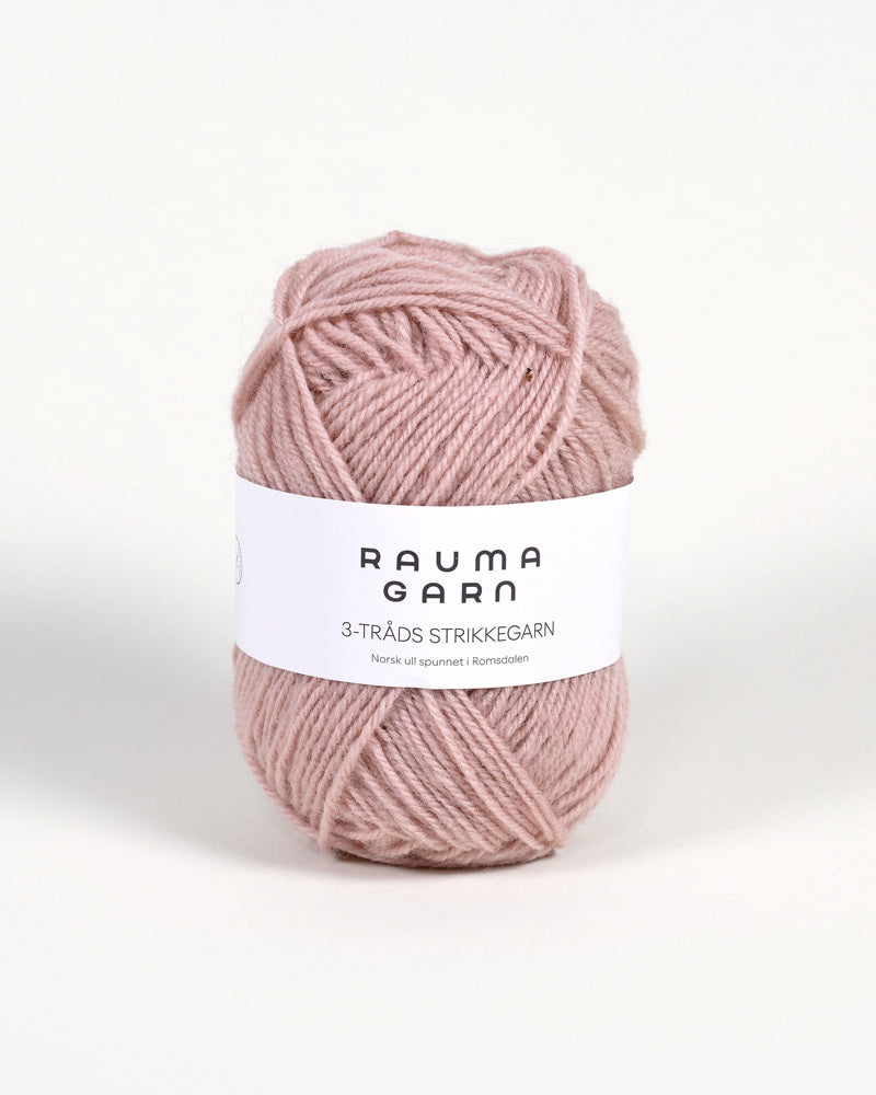 193 Rosa sky -	3-tr Strikkegarn - Rauma Garn - Garntopia