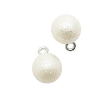 Knapp perle, hvit- 12,5 mm KN742 - Kort & Godt - Garntopia