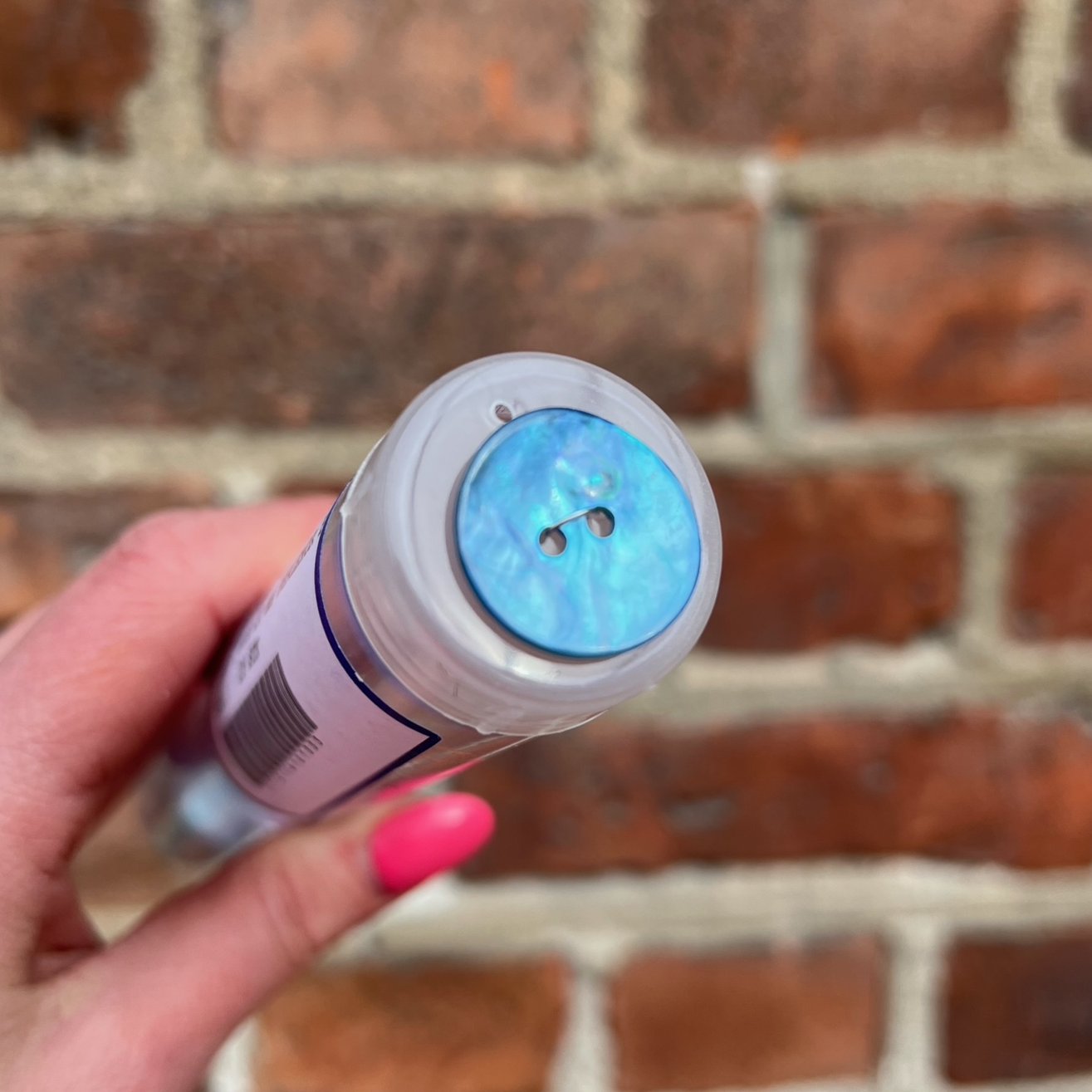 Perlemorknapp - Lyseblå - 20 mm - Villy Jensen - Garntopia