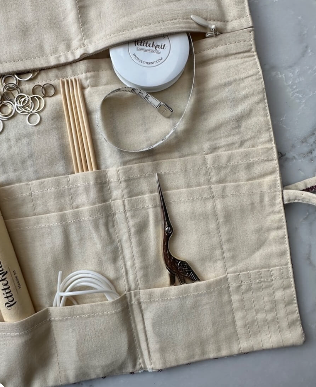 Knitter's Needle Case - To Go - Seersucker Twin Stripe - PetiteKnit - Garntopia