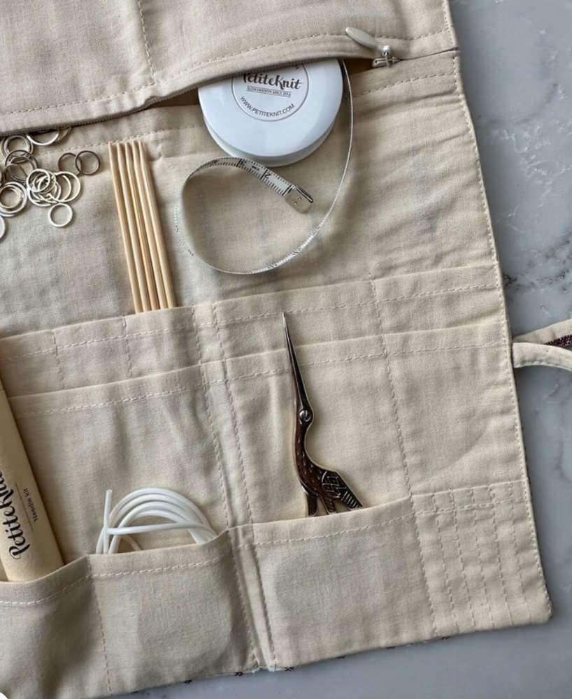 Knitter's Needle Case - To Go - Seersucker Twin Stripe - PetiteKnit - Garntopia
