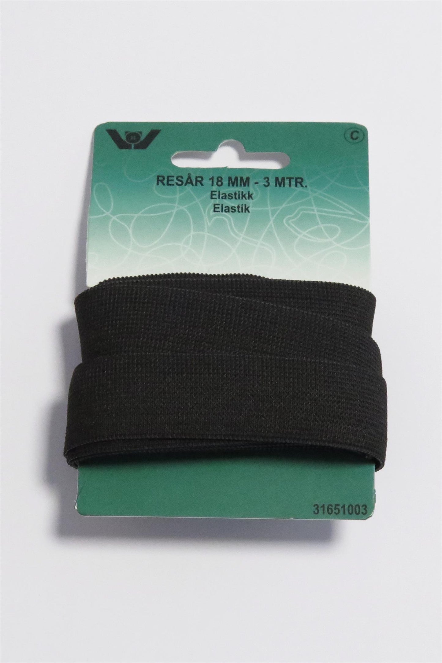 Elastikk 18 mm - Sort - Ukjent - Garntopia