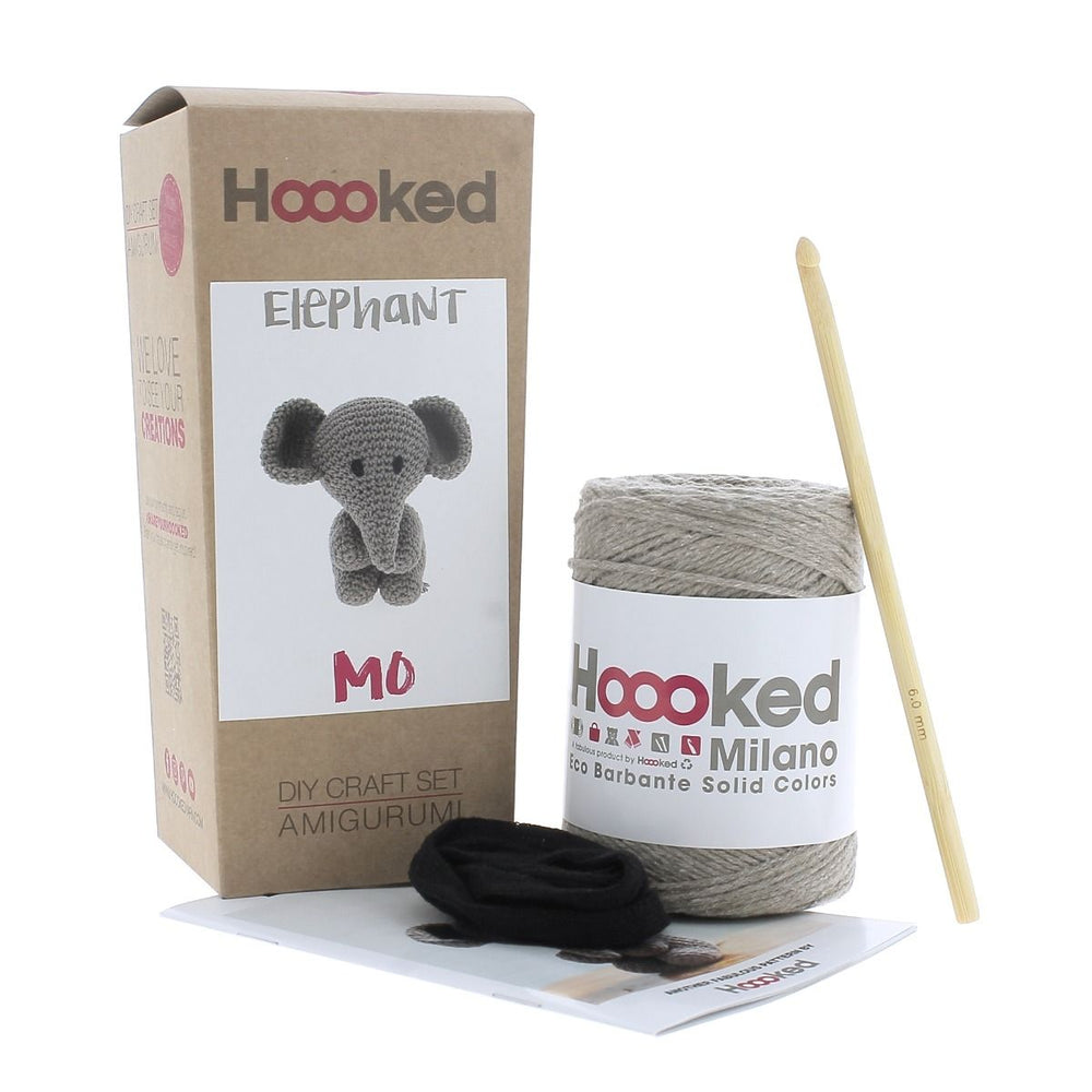 DIY Elephant Mo Taupe Heklekit - Hoooked Yarn