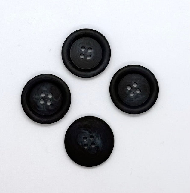 Knapp, Blå/Sort - Resin - 35 mm