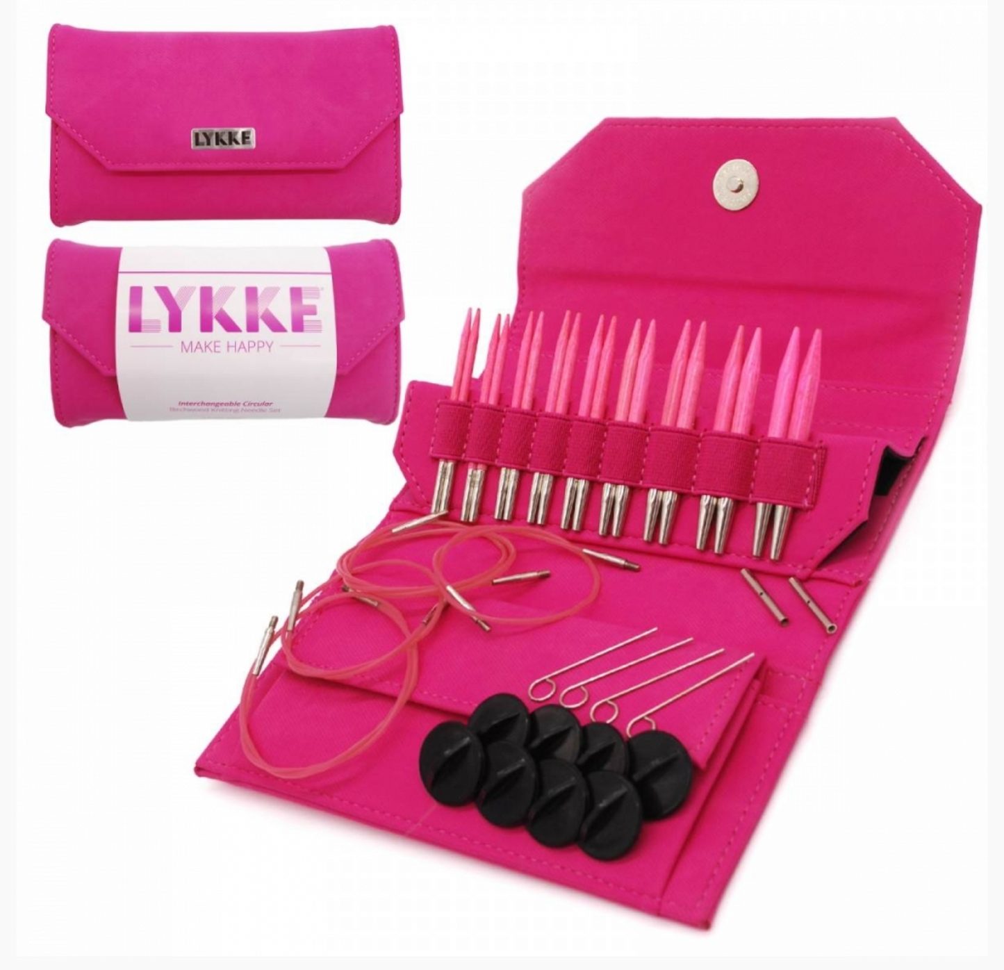 LYKKE BLUSH RUNDPINNESETT 8.75 cm / 3.5’’, KORT  - Denim Fuchsia - Lykke - Garntopia