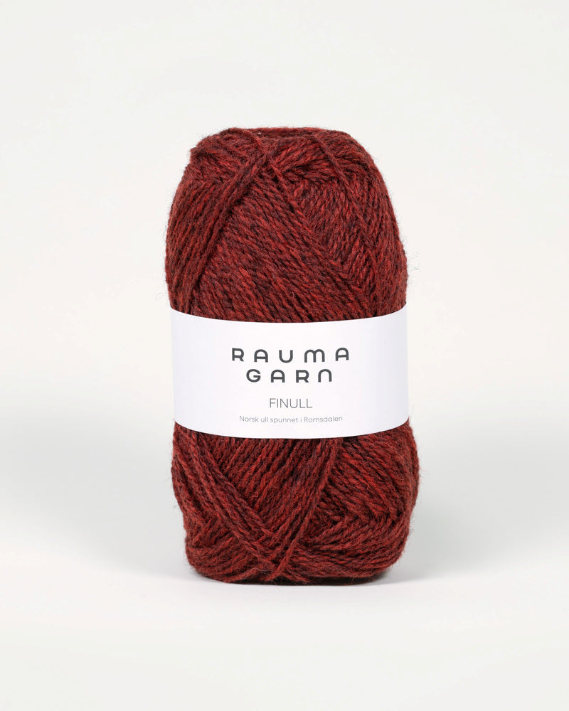 4131 Dempet rød mørkmelert -	Finull Pt2 - Rauma Garn - Garntopia