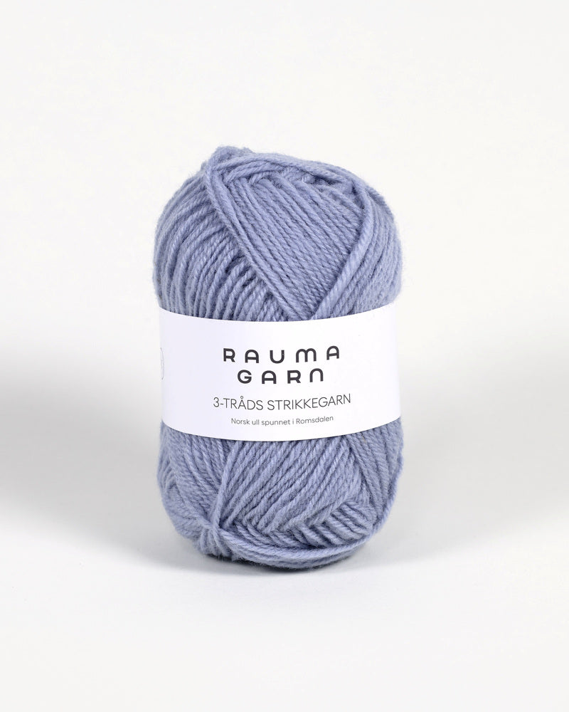 192 Blå puddel -	3-tr Strikkegarn - Rauma Garn - Garntopia