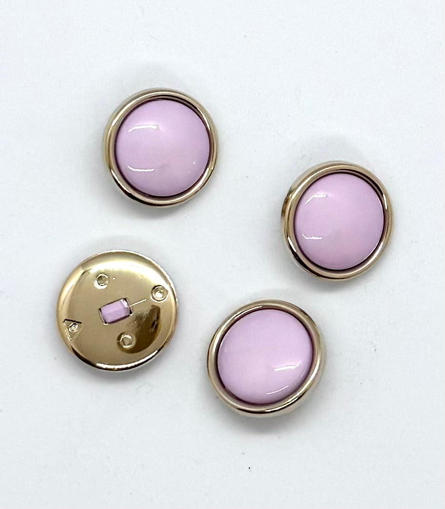 Nylonknapp, lys lilla med gullkant - Blank - 22 mm - NEWOLD COMPANY - Garntopia