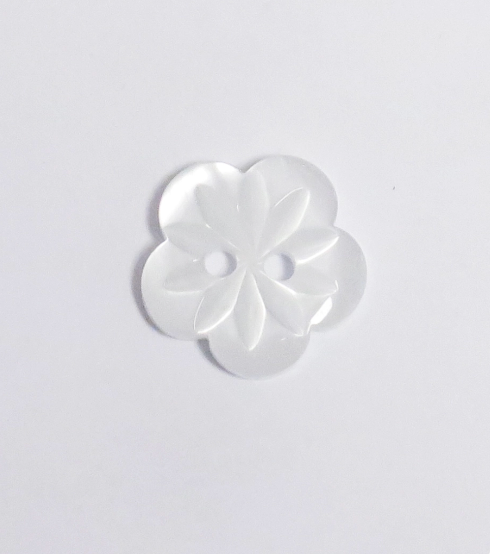 Plastknapp Blomst - Hvit - 15mm - Villy Jensen - Garntopia