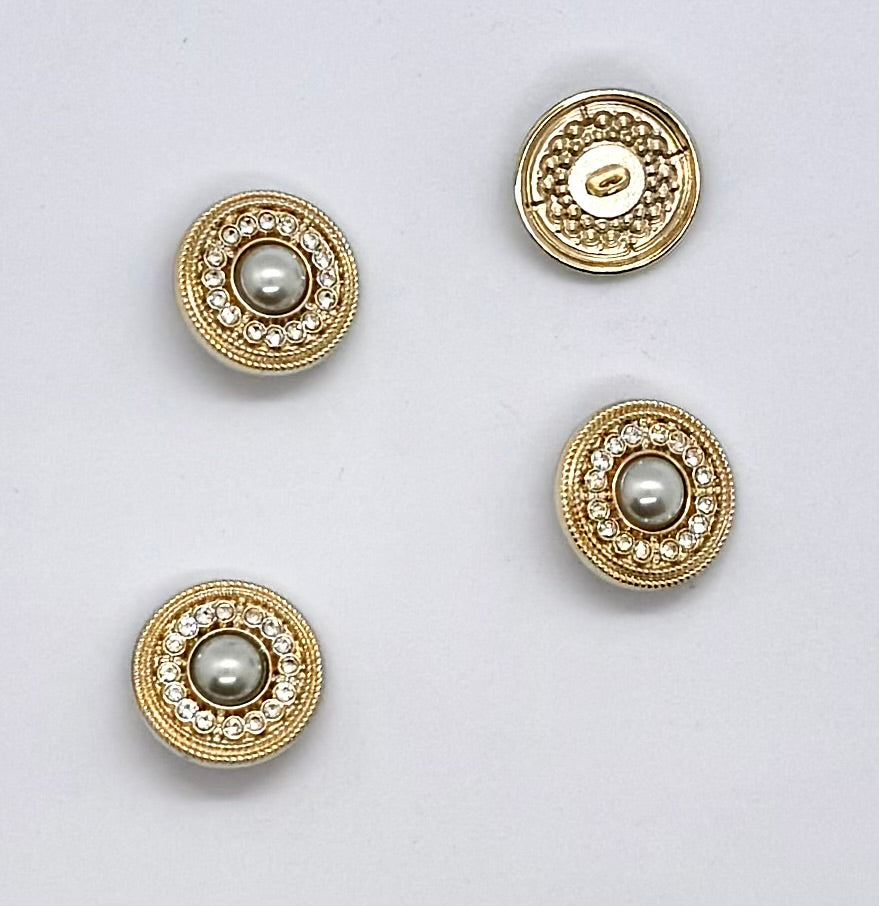 Blingknapp med perle, gull - 20 mm - NEWOLD COMPANY - Garntopia