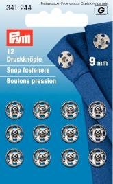 Trykknapper Sølv, 9 mm 12 pk - Ukjent - Garntopia