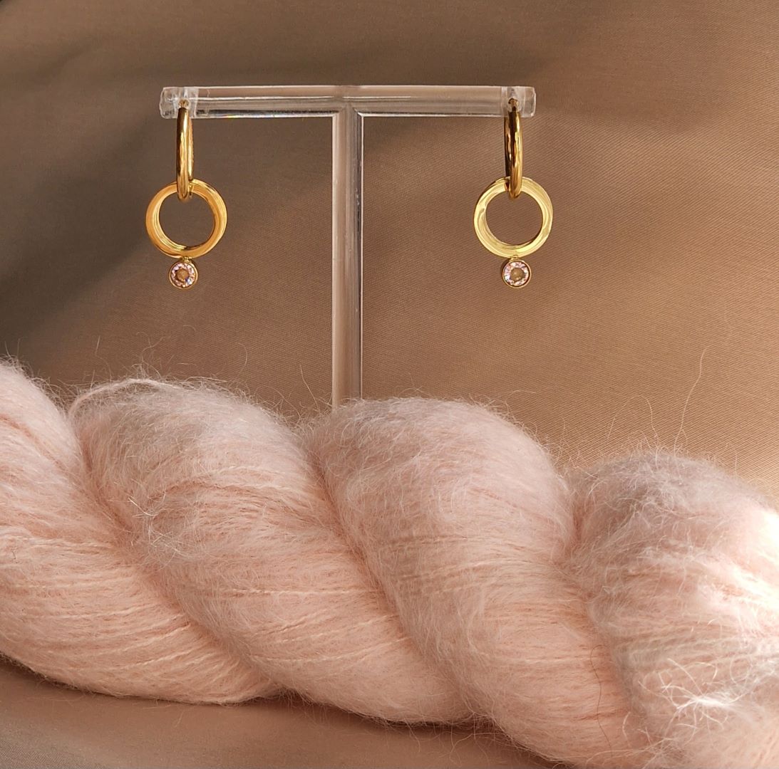 My Pearl - Stitch Marker Earrings - CHARMS - Pink - Gold - SILFA ehf - Garntopia