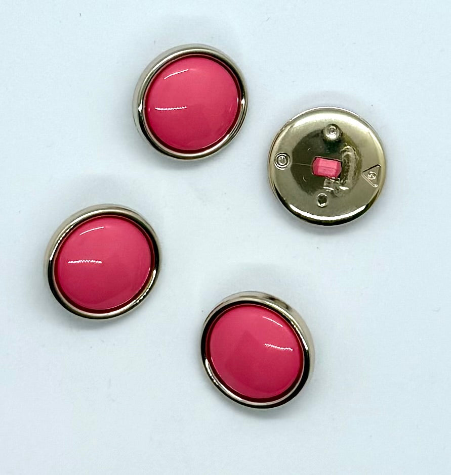 Nylonknapp, rosa med gullkant - Blank - 22 mm - NEWOLD COMPANY - Garntopia