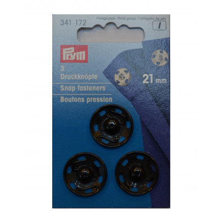 Trykknapper Sort 21 mm, 3 pk