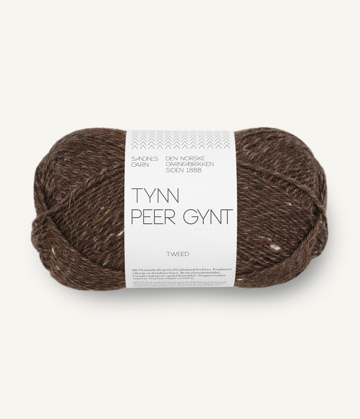 3085 Mørk Brun m/ Natur Tweed - Tynn Peer Gynt - Sandnes garn - Garntopia