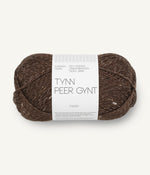 3085 Mørk Brun m/ Natur Tweed - Tynn Peer Gynt - Sandnes garn - Garntopia