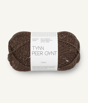 3085 Mørk Brun m/ Natur Tweed - Tynn Peer Gynt - Sandnes garn - Garntopia