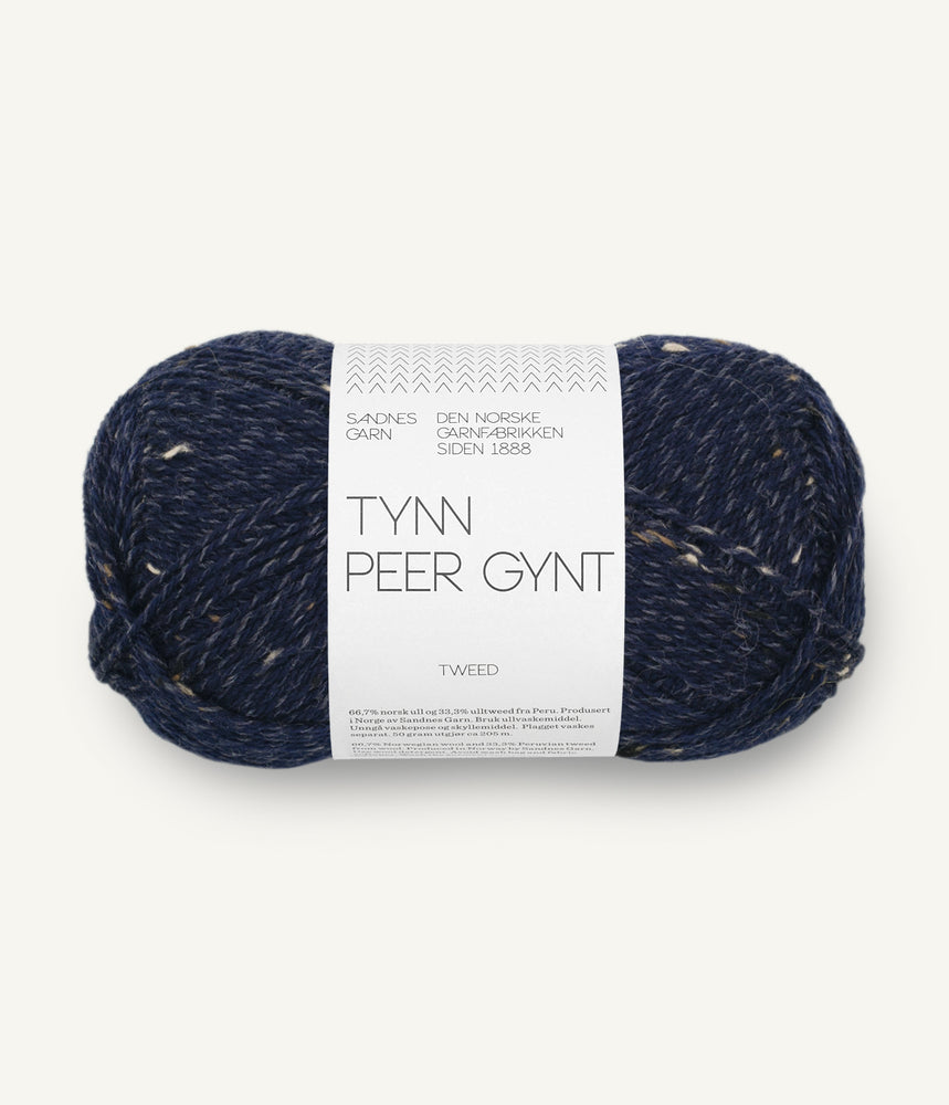5585 Marineblå m/ Natur Tweed - Tynn Peer Gynt - Sandnes garn - Garntopia