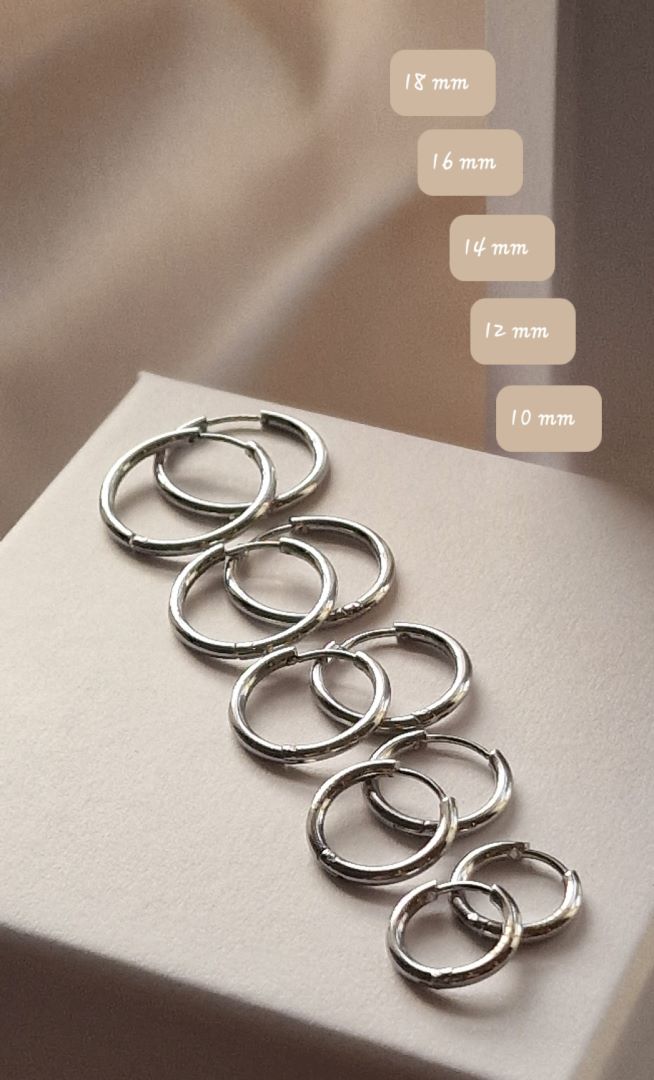 My Pearl - Simple Hoops - 14 mm - Silver - SILFA ehf - Garntopia