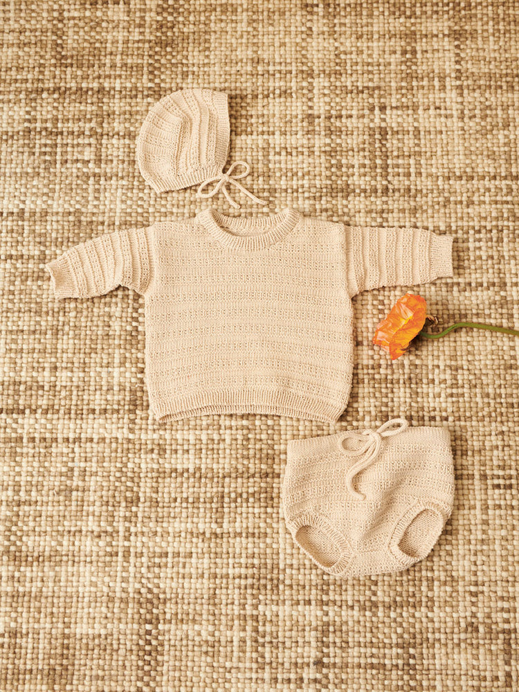 2407 - Sommerbaby - NR. 1 - FILLIP SWEATER, DIAPER PANTS & BONNET BABY - Sandnes garn - Garntopia